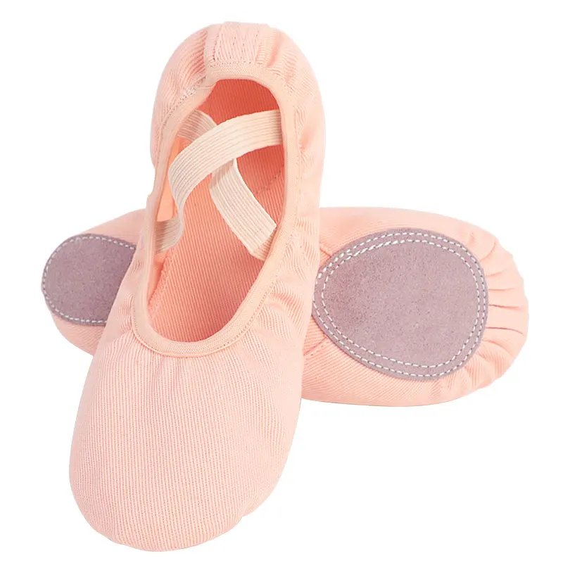 Zapatos de Ballet para niñas y mujeres, bailarinas elásticas, zapatillas de baile de lona de encaje libre, zapato de baile de Ballet de suela suave con abertura elástica para niños