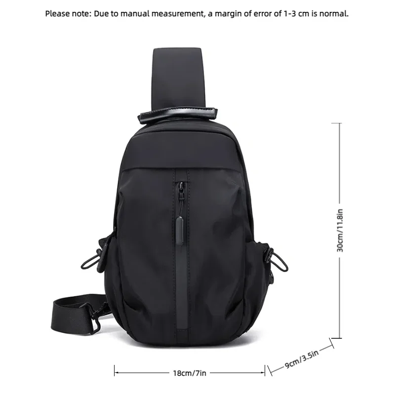 Bolsa de peito masculina multifuncional com interface reservada USB, adequada para montanhismo, viagens, trabalho, compras, ocasiões diárias