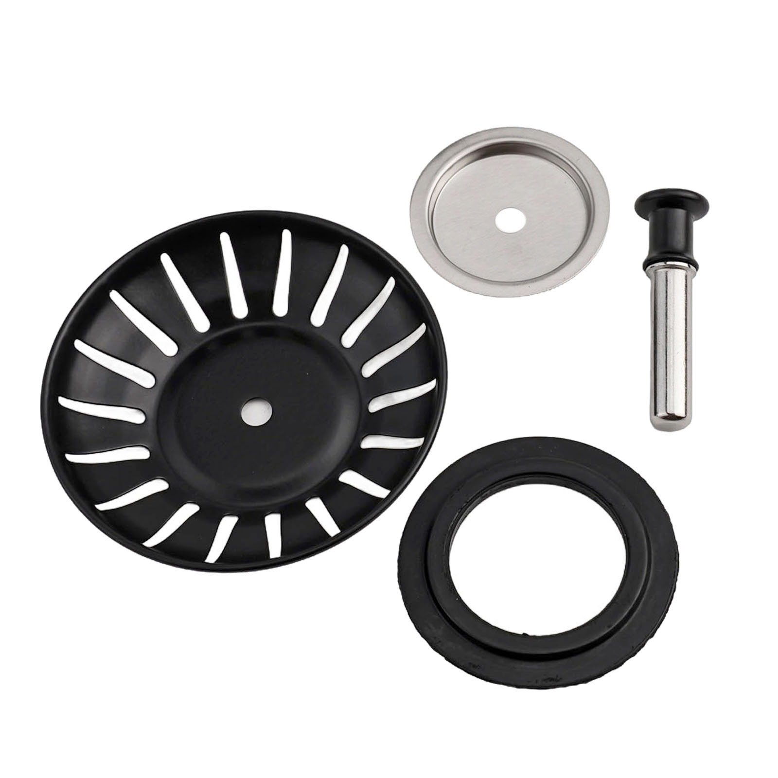 78mm Black Kitchen Sink Replacement Drain Waste Filter Plug Basin Strain Drainer Stainless Steel  Strainer Plug Kitchen Tools