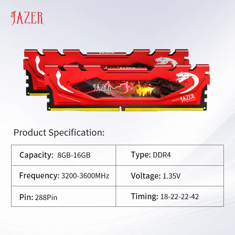 JAZER DDR4 Ram 16GB 8GB 32GB 3200MHz 3600MHz PC4 เดสก์ท็อปหน่วยความจําสนับสนุนเมนบอร์ด DDR4 หน่วยความจํา