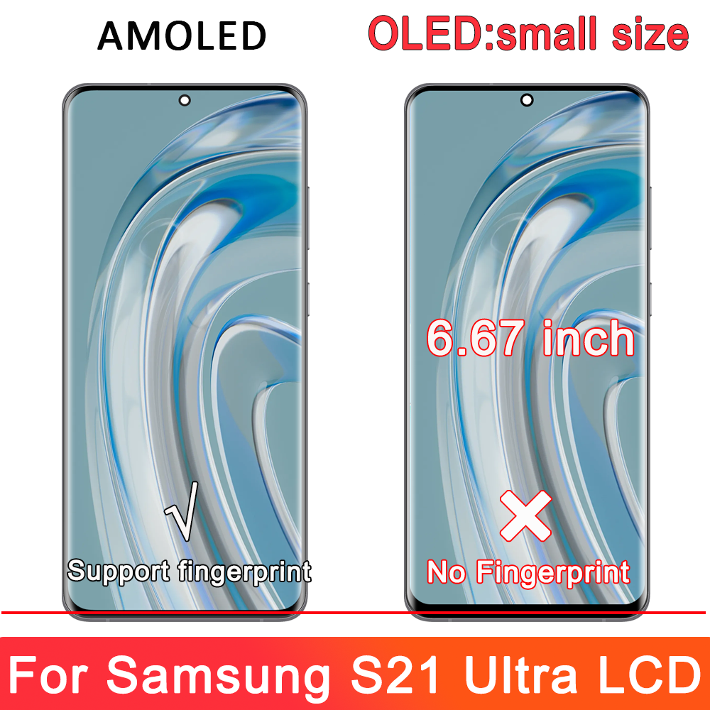 AMOLED S21 Ultra Schermo con Cornice per Samsung Galaxy S21 Ultra 5G G998B G998B/DS Display LCD Touch Screen Digitizer Assembly