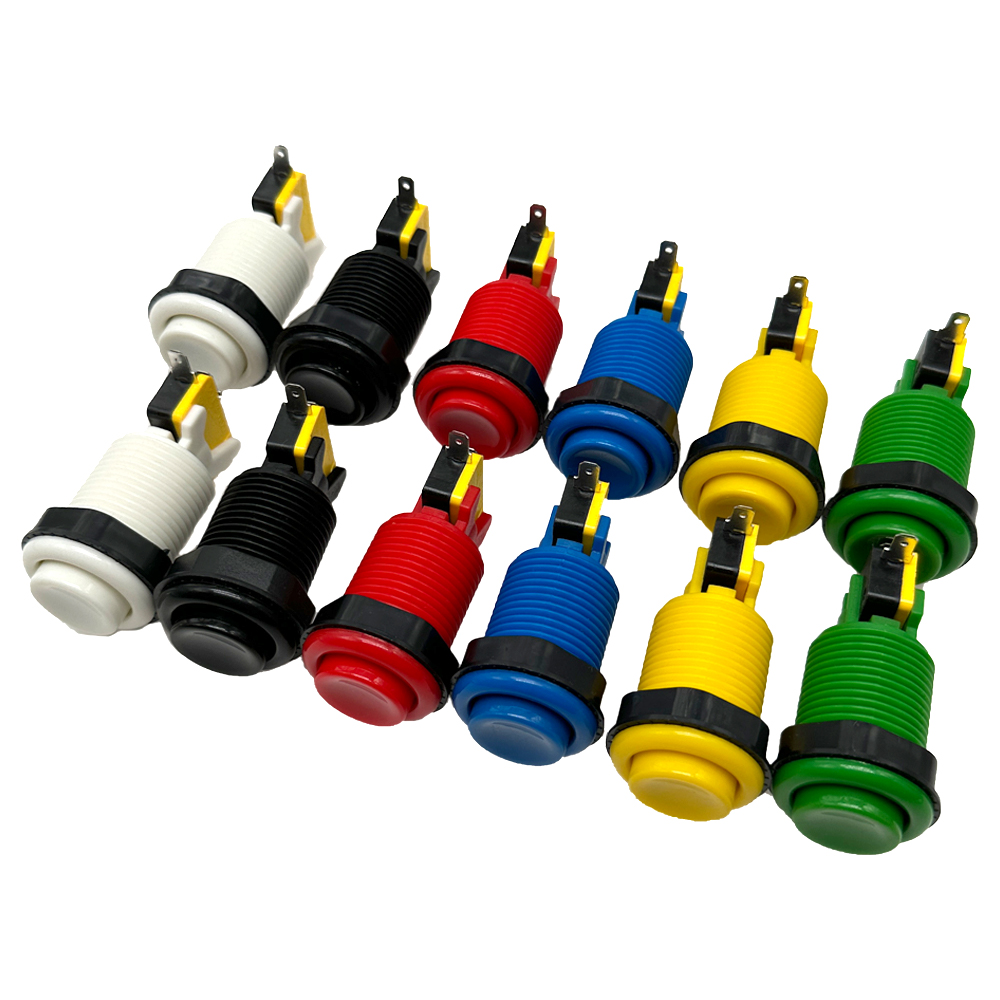 Botón de estilo americano con Micro interruptor, pulsadores de Arcade, orificio de montaje de 28mm, gabinete largo de Arcade, piezas de juegos, 1 unidad