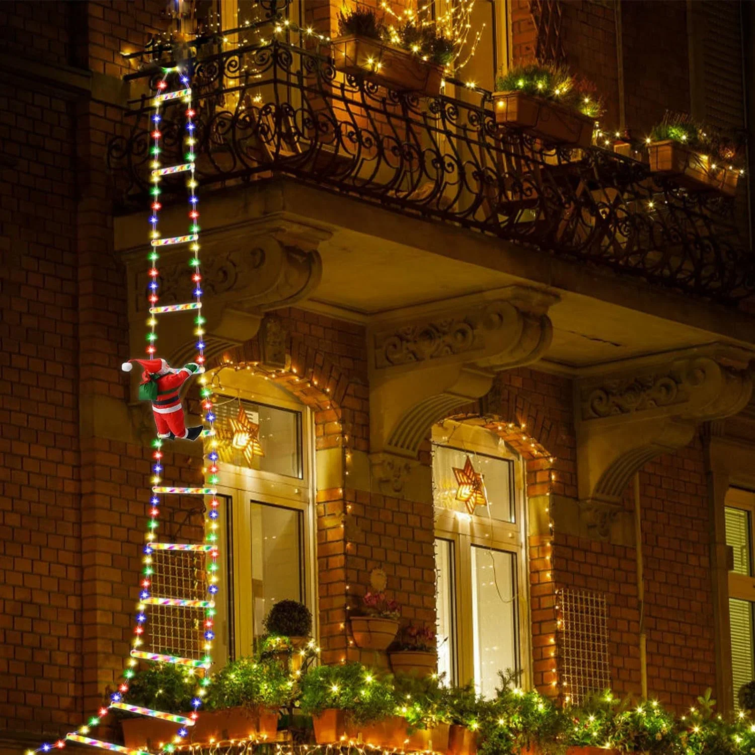 1/3M Babbo Natale scala da arrampicata luci della stringa USB 8 modalità lampada a LED decorazione natalizia per giardino albero di Natale regalo di Capodanno