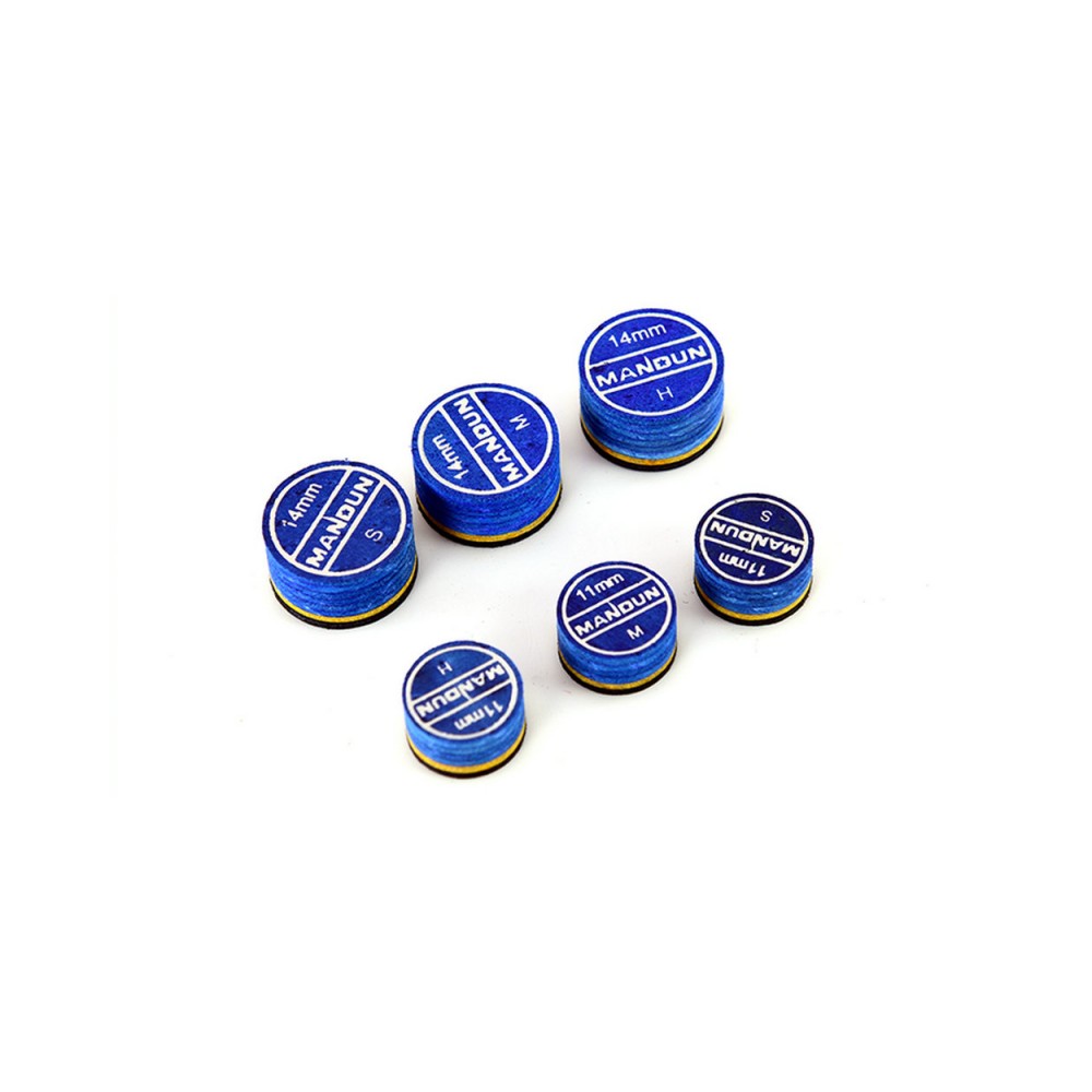 ManDun Punta de taco de billar profesional de cuero multicapa azul marino 11 mm 14 mm