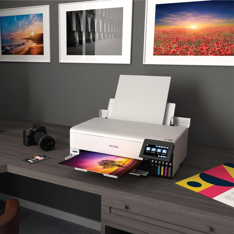 Epson EcoTank Photo ET-8550 Wireless Wide-Format All-in-One Supertank Printer with Scanner, Copier, Ethernet and 4.3-inch
