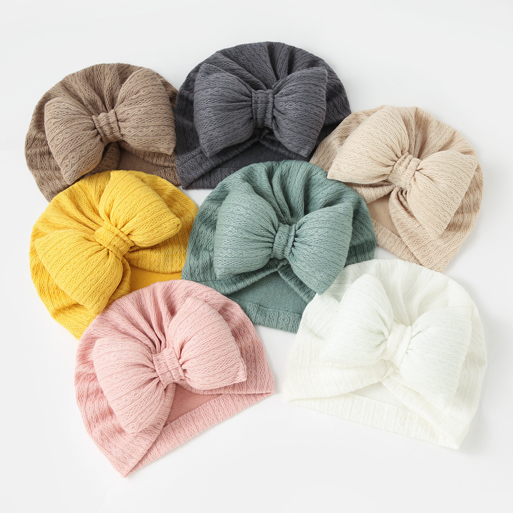 Đáng Yêu Nơ Dệt Kim Nón Cho Bé Dễ Thương Đồng Màu Cho Bé Gái Bé Trai Mũ Băng Đô Cài Tóc Turban Gọng Mềm Mại Cho Trẻ Sơ Sinh Nắp Đan Beanies Đầu áo Tắm Len