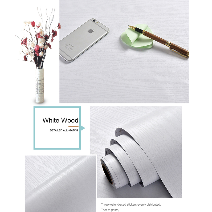 Papel tapiz autoadhesivo impermeable de PVC, rollos de pared para muebles, gabinetes, película decorativa de vinilo, pegatinas de grano de madera para decoración del hogar