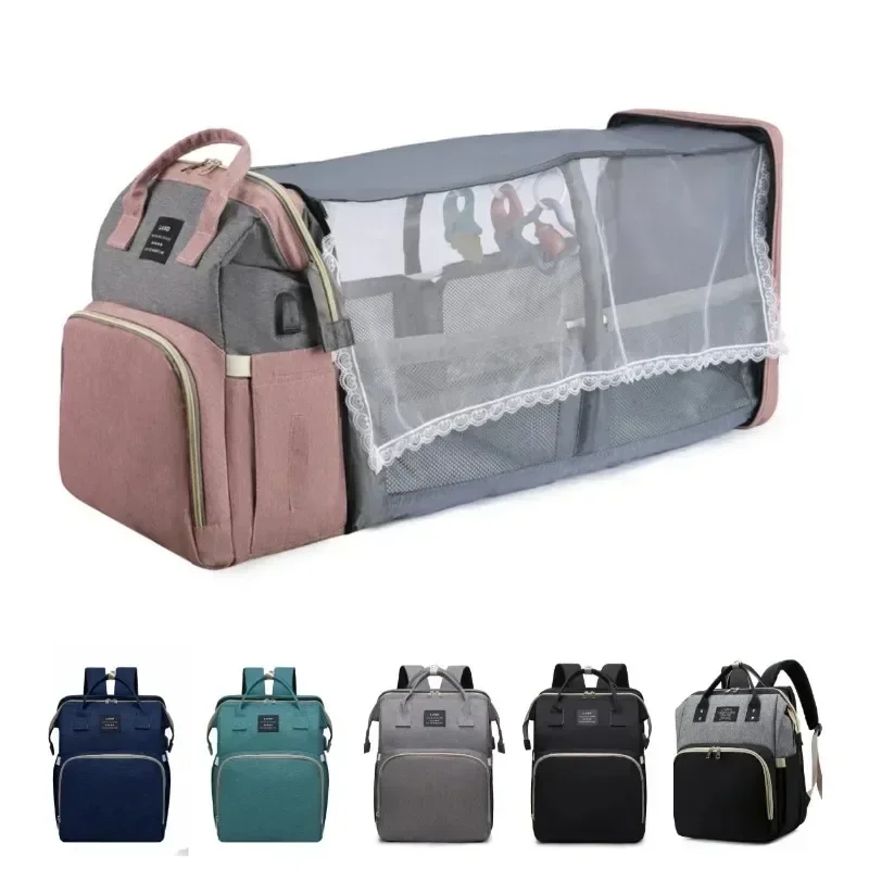 Mama Tas Lichtgewicht Draagbare Opvouwbare Wieg Bed Grote capaciteit Reizen Moederschap Zakken Baby Rugzak Vrouwelijke Mama Uitje Tas Cadeau