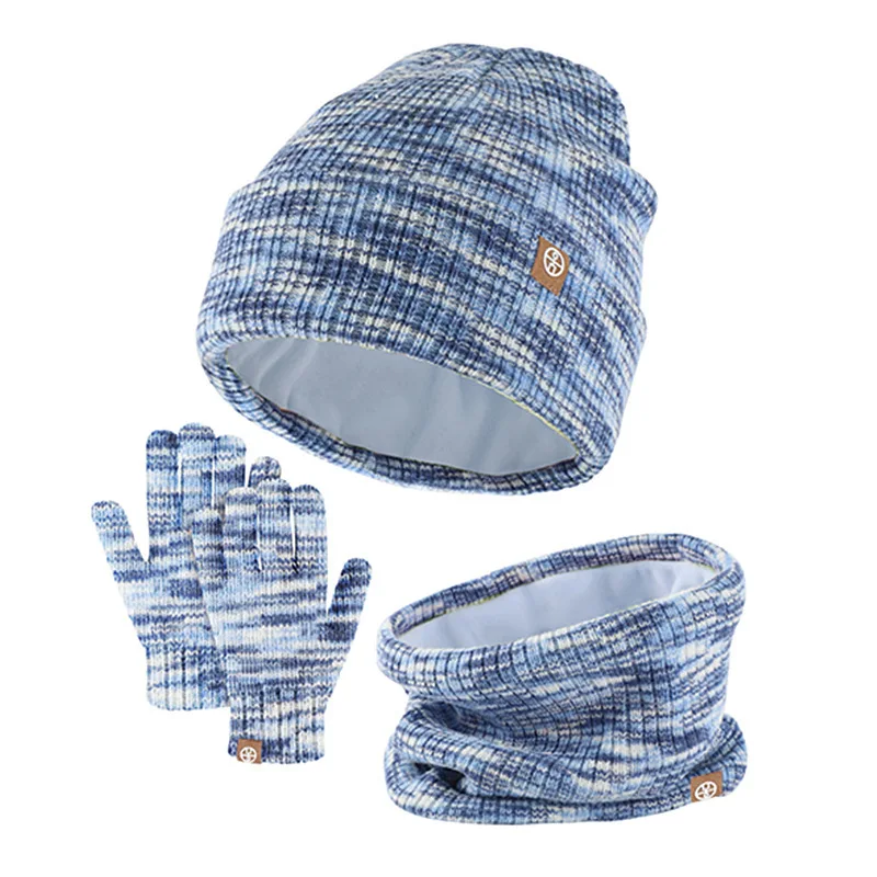 2025 guantes tejidos para niños, sombreros, bufandas, conjunto de 3 piezas, sombreros cálidos de invierno para exteriores, conjunto de tres piezas, regalos al por mayor