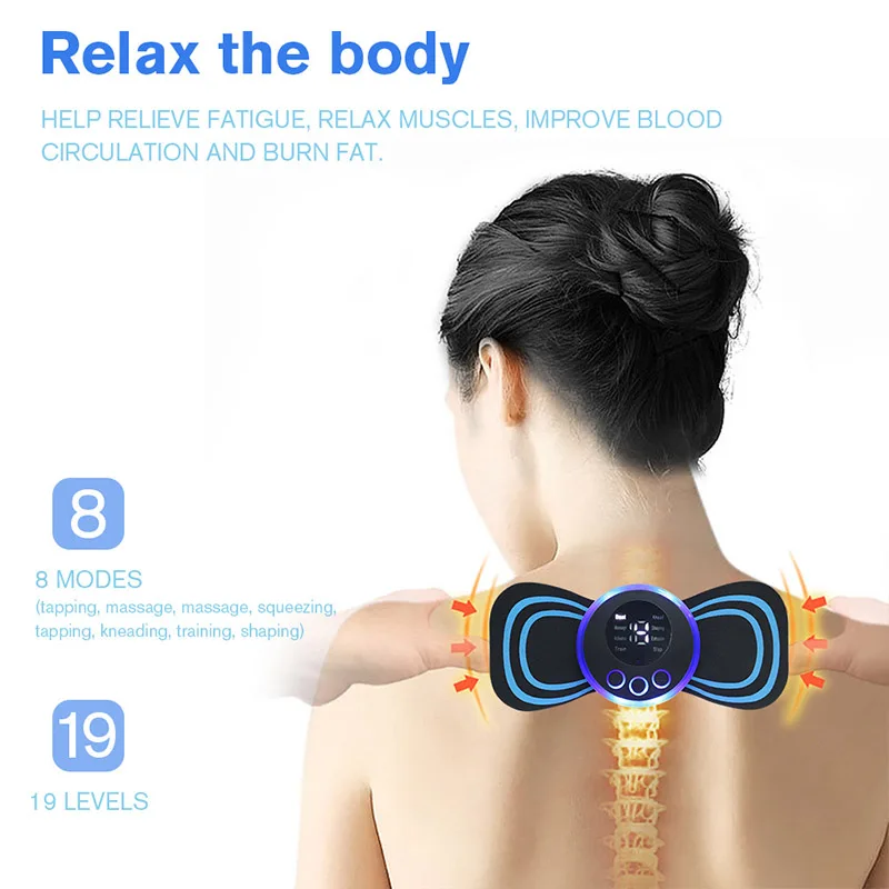 ชาร์จคอนวด EMS เครื่องกระตุ้นกล้ามเนื้อไฟฟ้านวดปากมดลูก Patch ความถี่ต่ํา PULSE แผ่นนวดบรรเทาอาการปวด TO