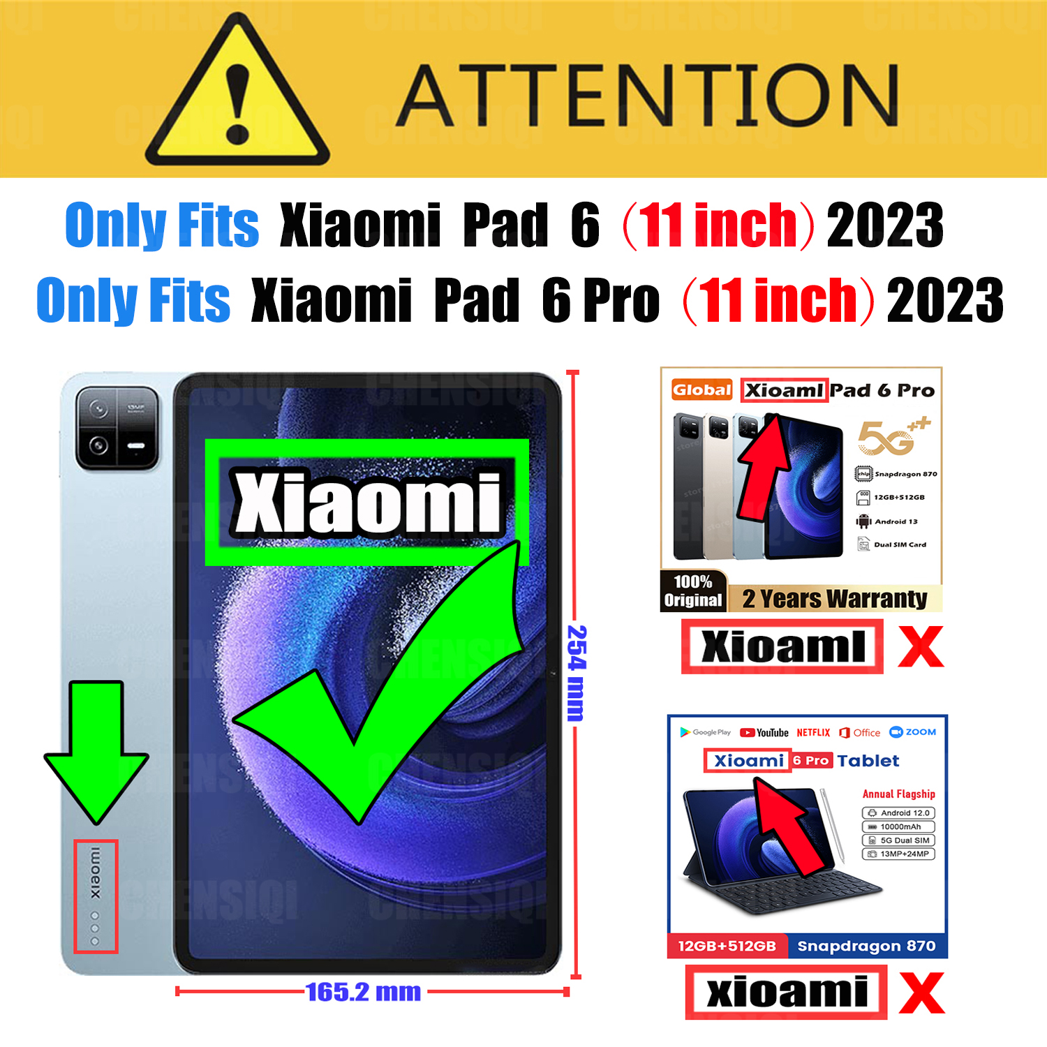Tempered Glass for Xiaomi Pad 6 / Xiaomi Pad 6 Pro 11 inch 2023 Screen Protector Rear Camera Protector Anti Scratch Glass Film