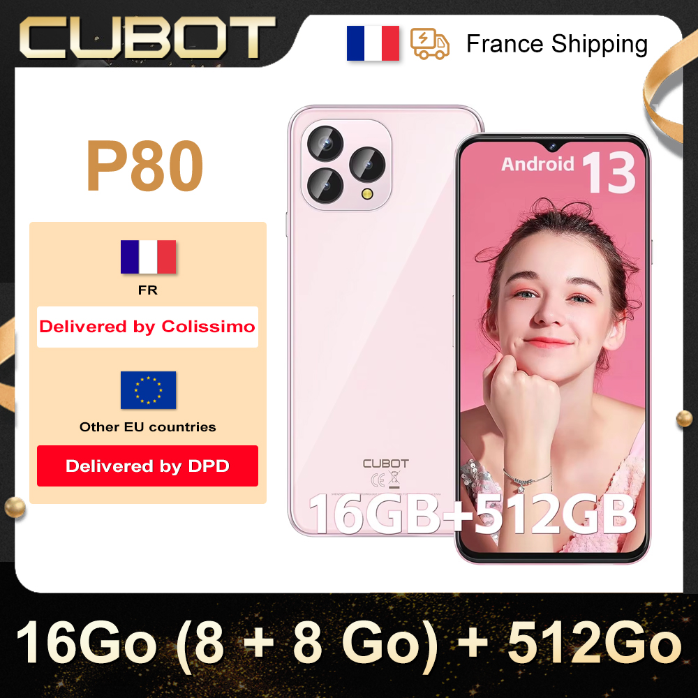 Cubot-Smartphone P80, Version globale, Android 13, Écran 512 "FHD +, Appareil photo 48MP, 16 Go de RAM, 6.583 Go de ROM, Première mondiale, Ajouter au panier