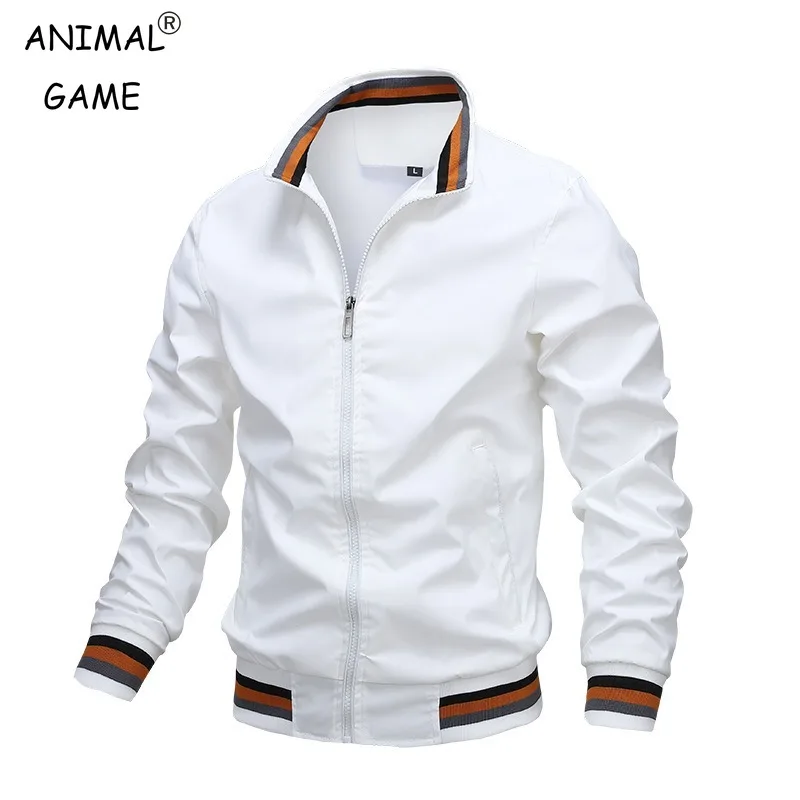 Outono e inverno masculino gola casual jaqueta com zíper esportes ao ar livre casaco blusão jaqueta para homem à prova dwaterproof água bombardeiro