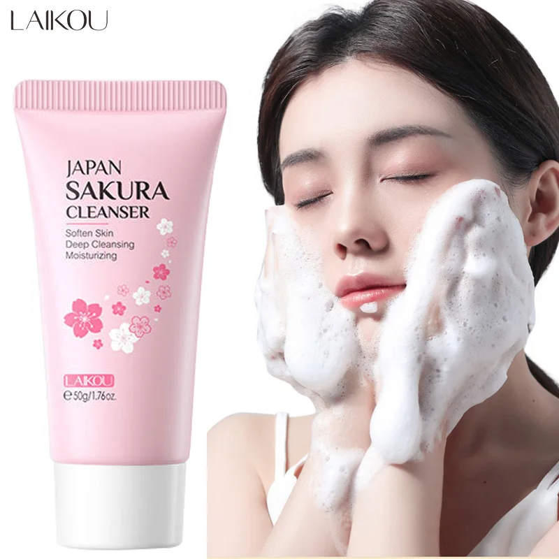 LAIKOU Limpador de espuma facial Limpeza profunda Controle de óleo Hidratante Remoção de cravo Cuidados com a pele Limpador de espuma de lavagem facial