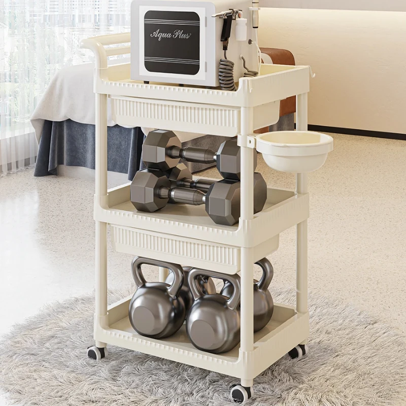 Carrello per salone di bellezza con rotelle Carrello portaoggetti per attrezzi da barbiere Mobili per salone multiuso rimovibili per estetista