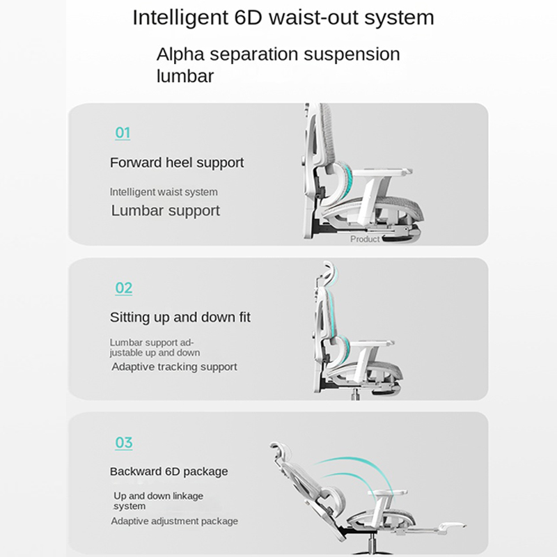 Ergonomic Chair Sedentary Comfort Office Chair Home Study Computer Game Chair Backrest Adjustable Seat With Footrest