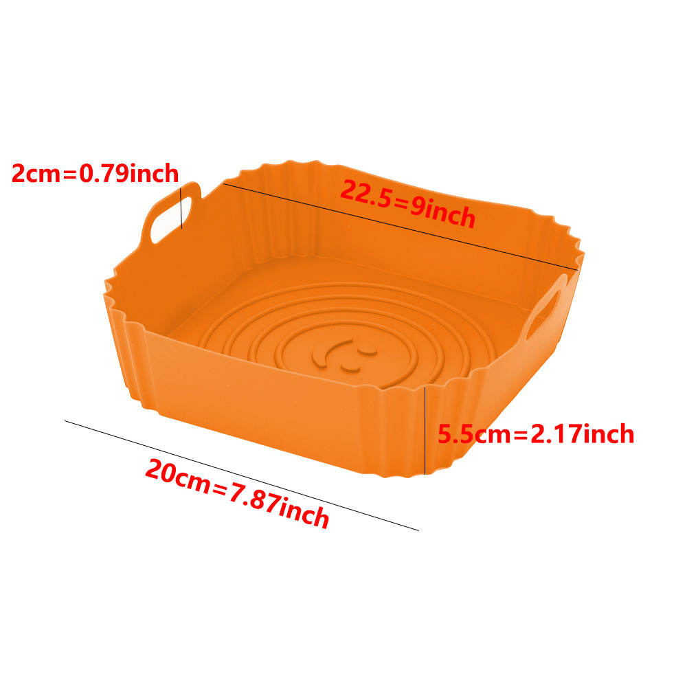 Freidoras de aire de silicona de 22cm, bandeja para horno, Pizza, pollo frito, cesta de silicona, accesorios reutilizables para revestimiento de sartén
