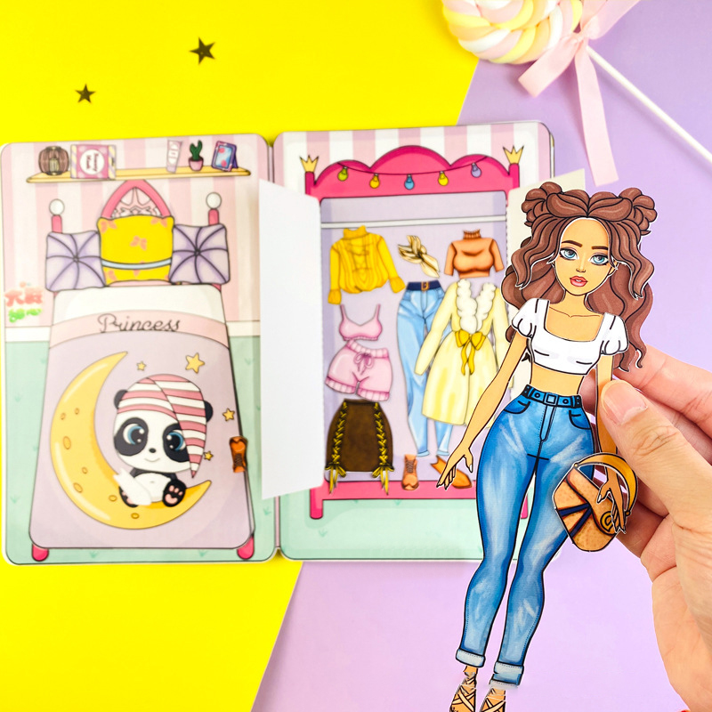 女の子のための電子サイレントブック,紙の人形,ドレス,子供のゲーム,DIY,手作りのステッカー,教育玩具,子供へのギフト