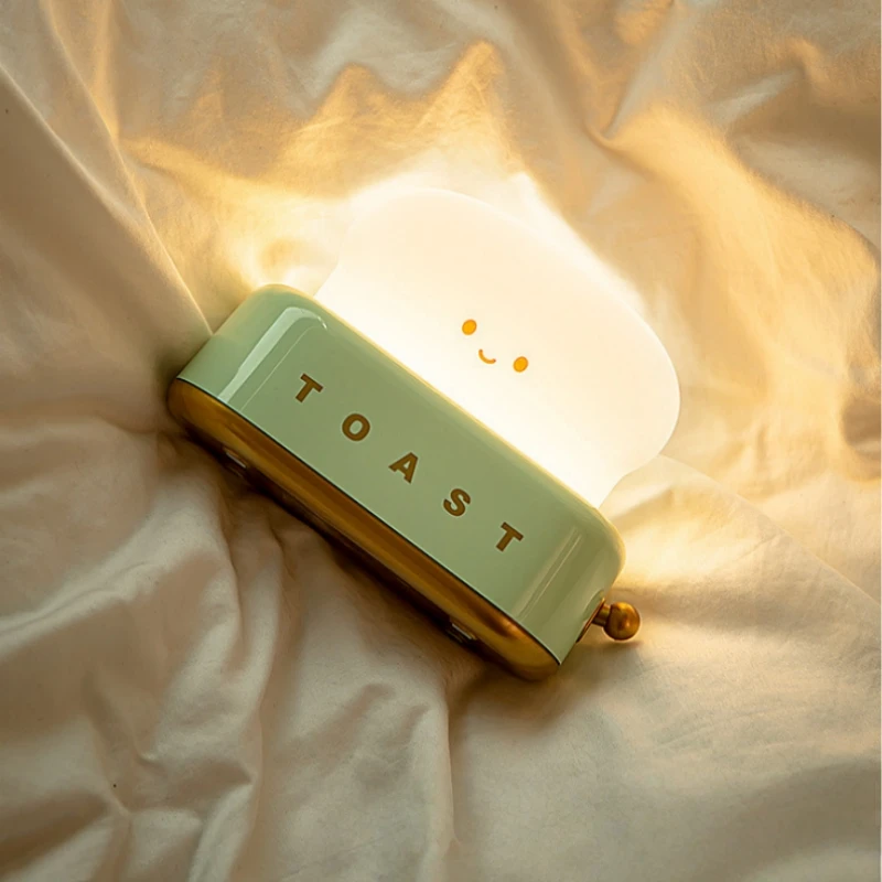 Ins estilo torradas fabricante luz noturna criativo quarto cinto de cabeceira com luz cronometrada fora de carregamento lâmpada de mesa led presente de aniversário