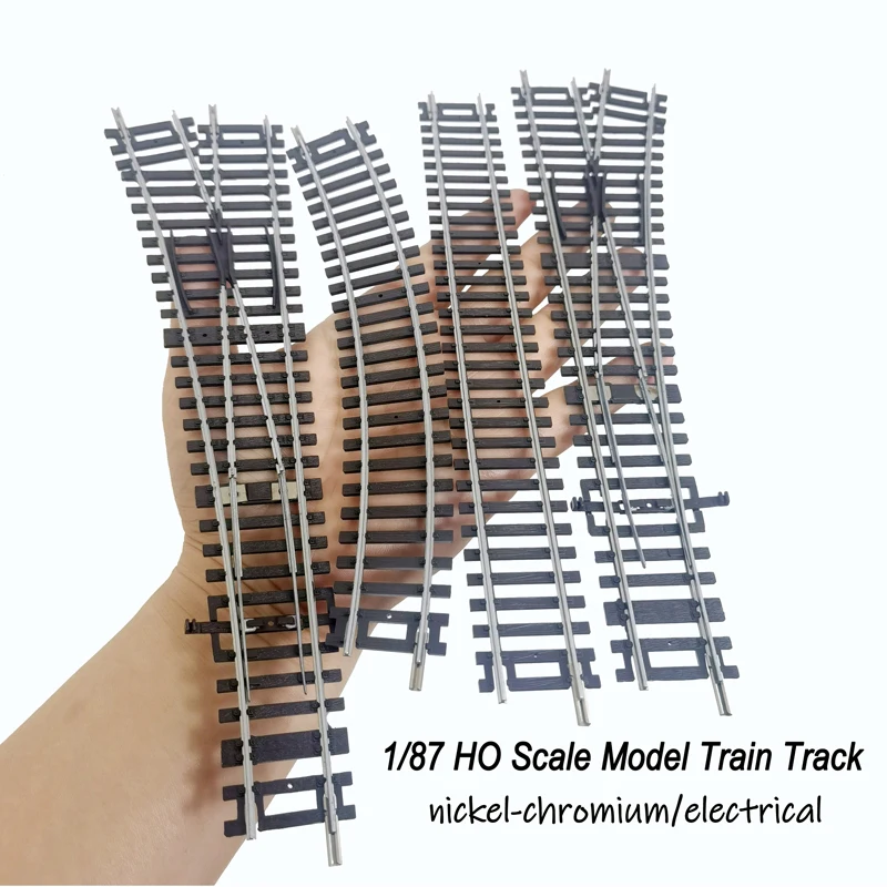 1/2/4pcs 1/87 Ho scale Model train track miniature railway trackcan be powered curved track Left Right turnout track model