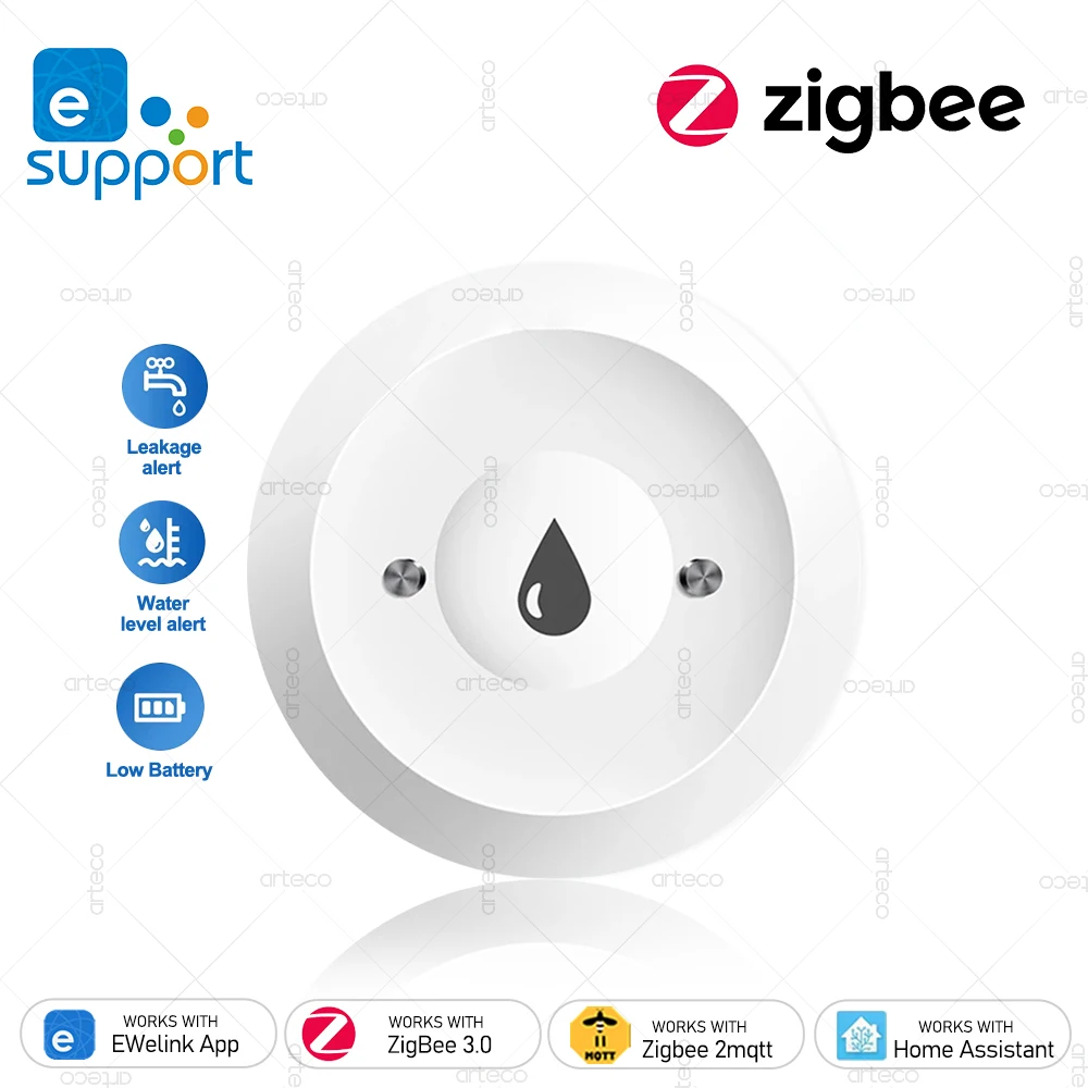 Ewelink Zigbee Smart Water Sensor Flood Lekdetector Remote Monitoring Voor Keuken Badkamer Ondersteuning Home Assistant Zigbee2mqtt