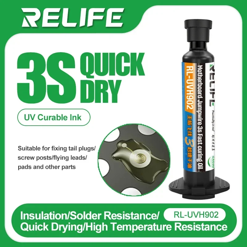 RELIFE RL-UVH902 3-sekundowy szybkoschnący olej do płyty głównej telefonu komórkowego BGA PCB Flying Line UV Repair Quick Curing Oil Tool