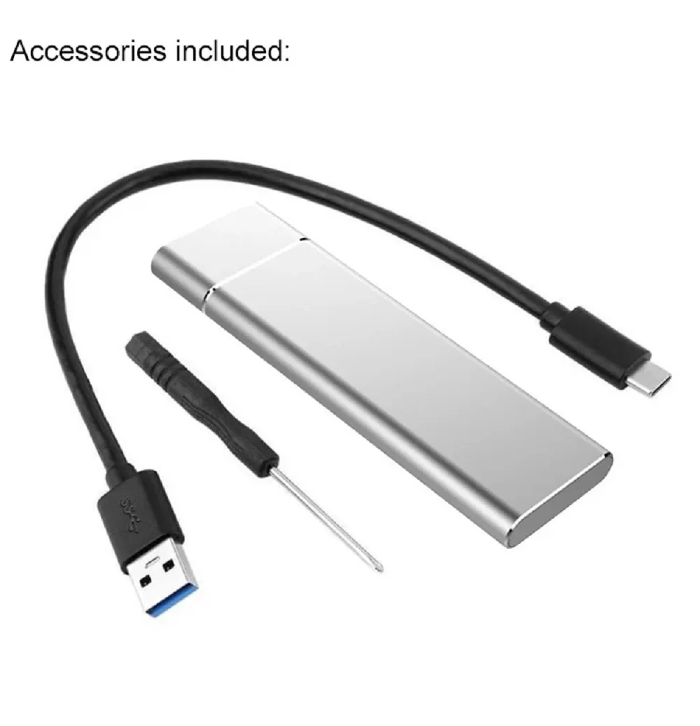 Aluminum Alloy M.2 HDD Enclosure Case Hard Drive Box B-KEY External Hard Drive Box USB C Interface Support SATA & NVME Protocol