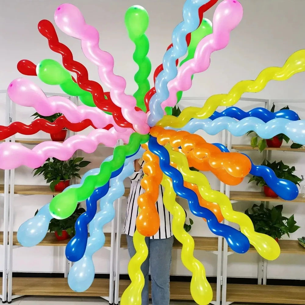 100 balões trançados em espiral de látex coloridos -40 polegadas cor arco-íris, adequados para aniversário, casamento, decoração de festas de fim de ano