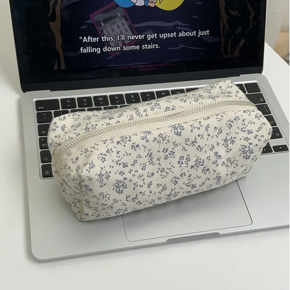 INS Floral Print Pen Bag Large Capacity Multifunctional Pencil Case Stationery Organizer Students