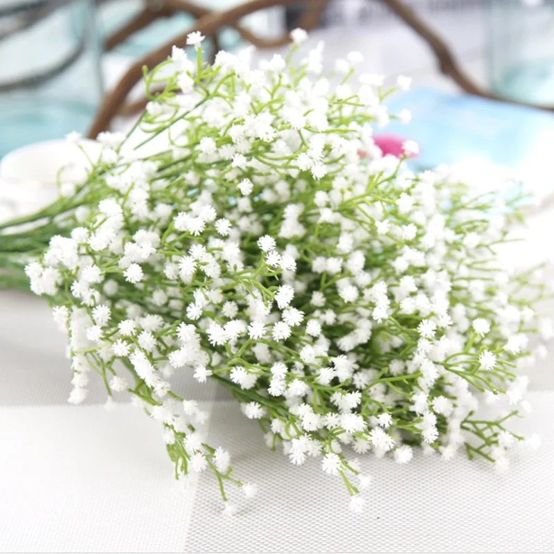 Künstliche Blumen, weiße Gypsophila, Hochzeit, dekorativer Brautstrauß, Zubehör, Ausverkauf, Vasenfüller, Zuhause, Scrapbooking, Ornament
