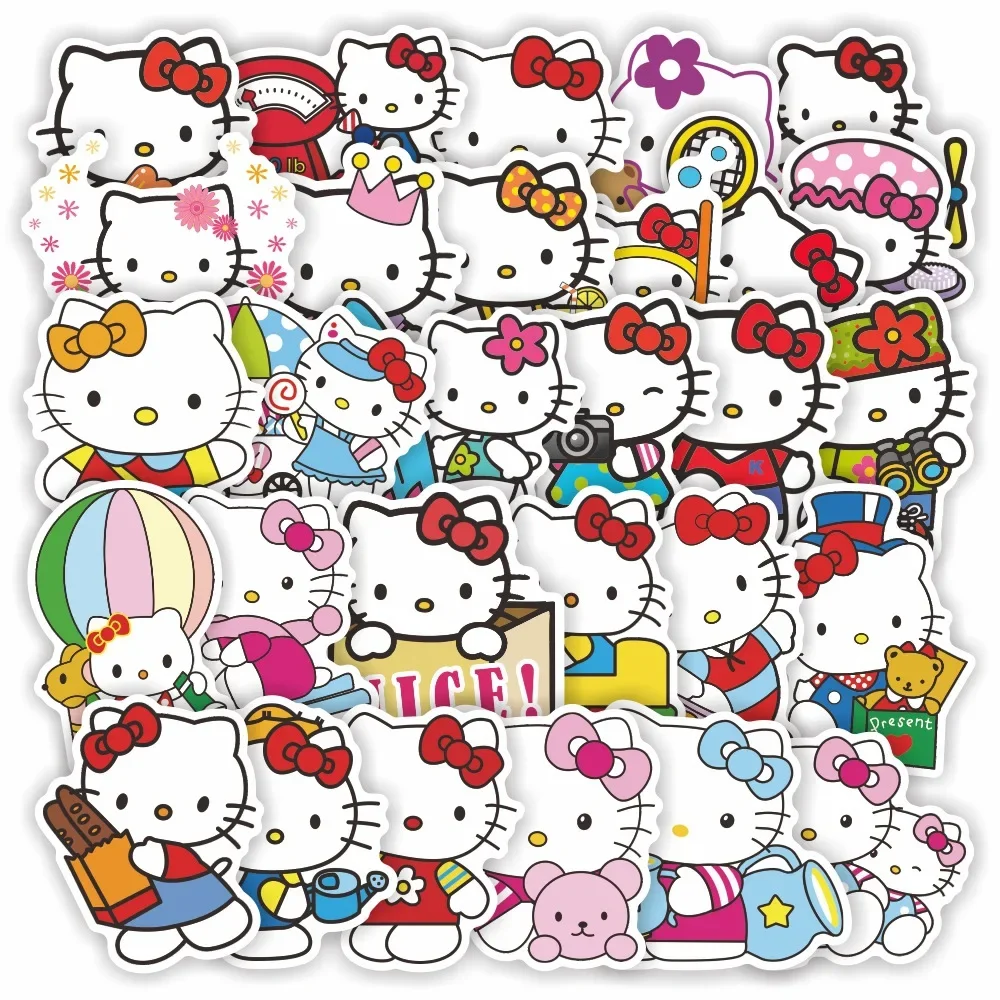 50/100Pcs Hello Kitty การ์ตูนสติกเกอร์สาวสําหรับแล็ปท็อปไดอารี่สมุดภาพเครื่องเขียนสติกเกอร์ตกแต่งรถของเล่นเด็ก