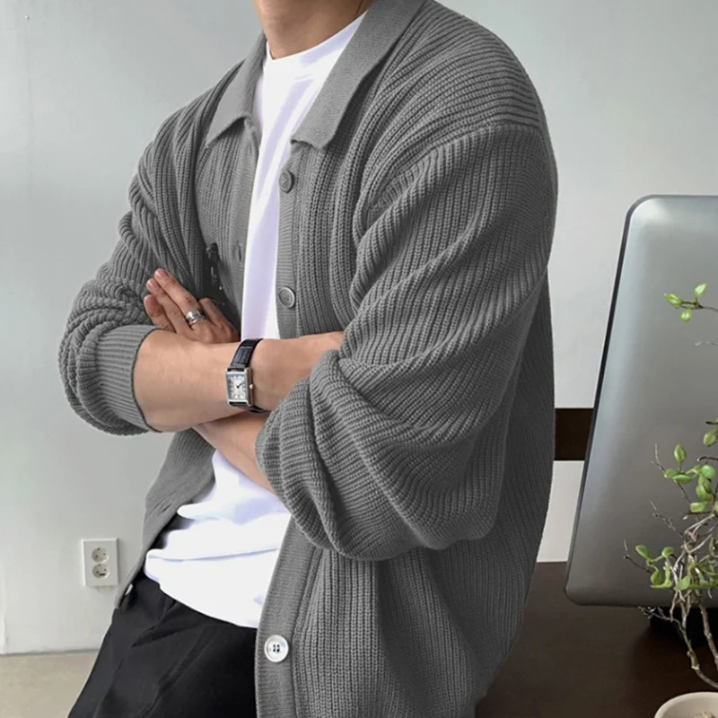 Männer Mode Täglichen Outer Strickjacke Herbst Winter Koreanische Casual Langarm Pullover Baggy Verdicken Thermische Gestrickte Pullover Männlich