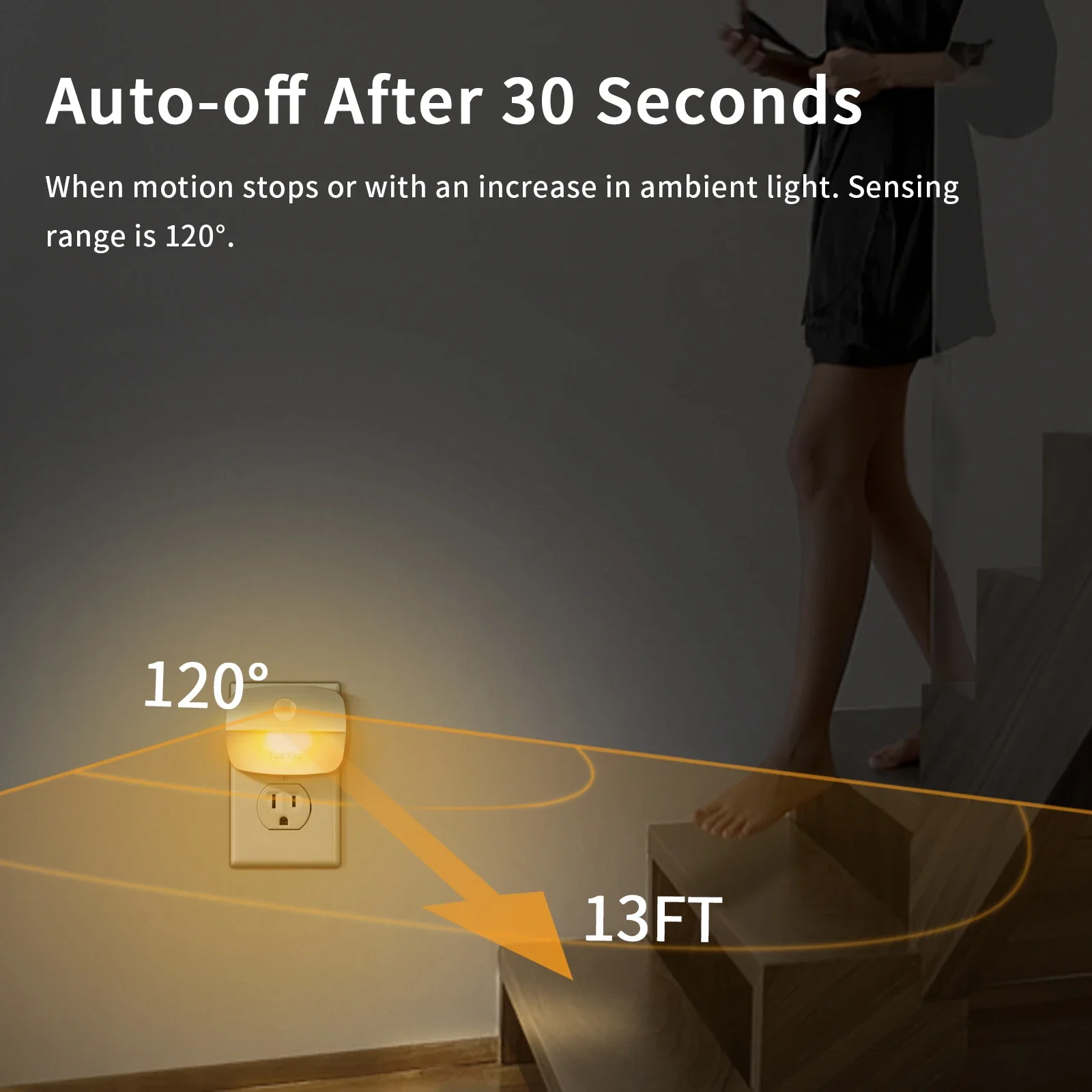 Luz LED nocturna con Sensor de movimiento, lámpara con enchufe UE y EE. UU., 3 modos de iluminación, luces nocturnas para niños, dormitorio, pasillo, escaleras, lámpara de noche
