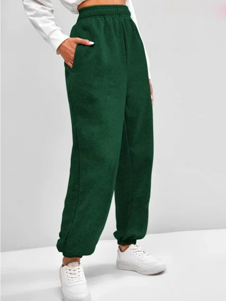 Calça de moletom confortável de cintura alta para mulheres, elástica e macia, para uso diário com cintura elástica