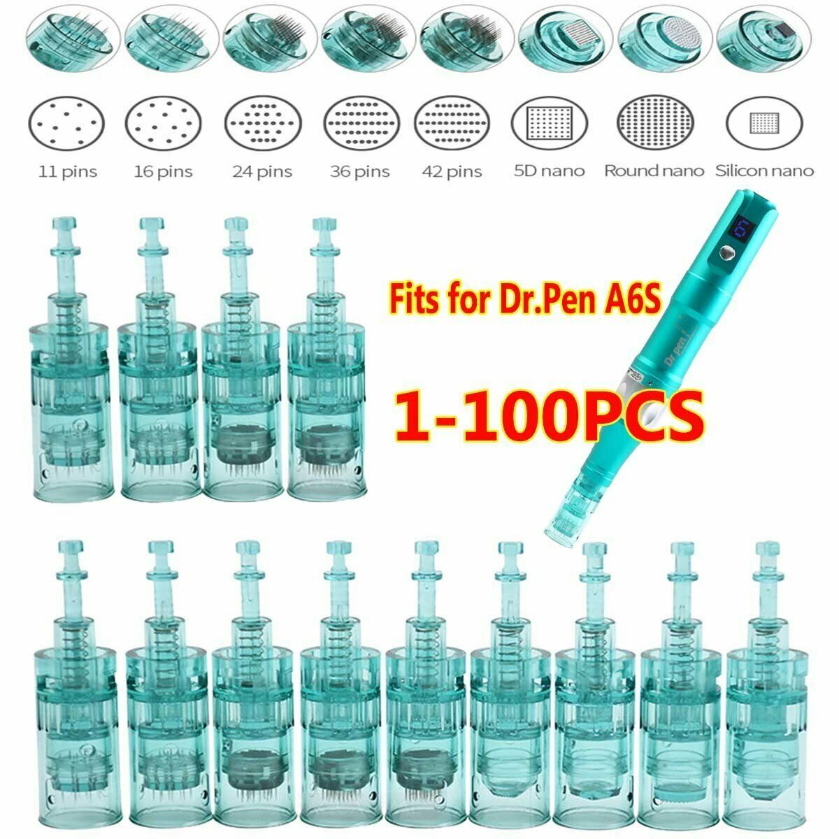 10 stücke Dr stift Ultima A6S Nadel 11/16/24/36/42 Pin Nano Microneedling Derma Stift Bajonett Ersatz Kopf Tattoo Werkzeug