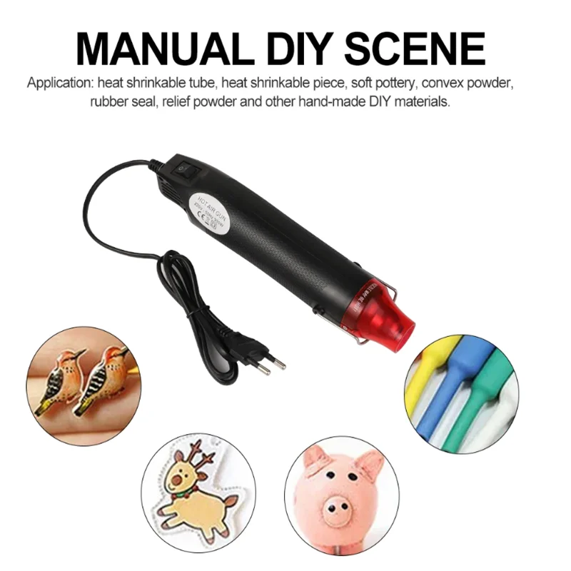 ปืนลมร้อน 220/110V เครื่องมือ DIY เครื่องมือไฟฟ้าความร้อนขนาดเล็ก เครื่องบัดกรี อุปกรณ์งานฝีมือ พร้อมฐานรองรับและที่บีบหด
