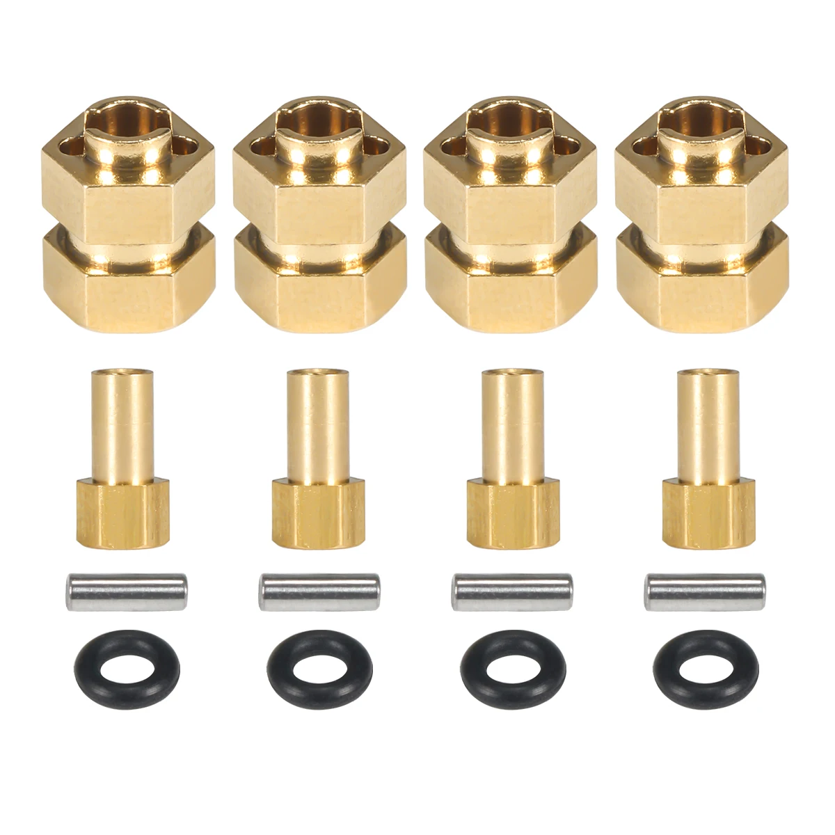CNC Brass 7mm Hex Hub Extenders with Nuts for 1/24 RC Crawler Car SCX24 C10 Gladiator Bronco AX24 1.0 Inch Wheel Rims Upgrade
