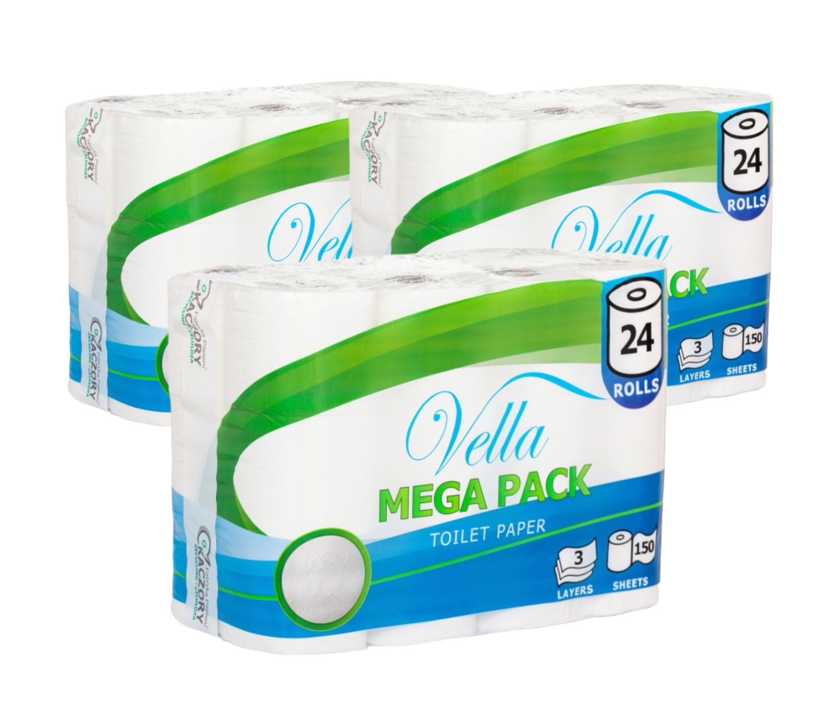 Papier toaletowy 3 WARSTWY Vella MEGA PACK 72 rolki