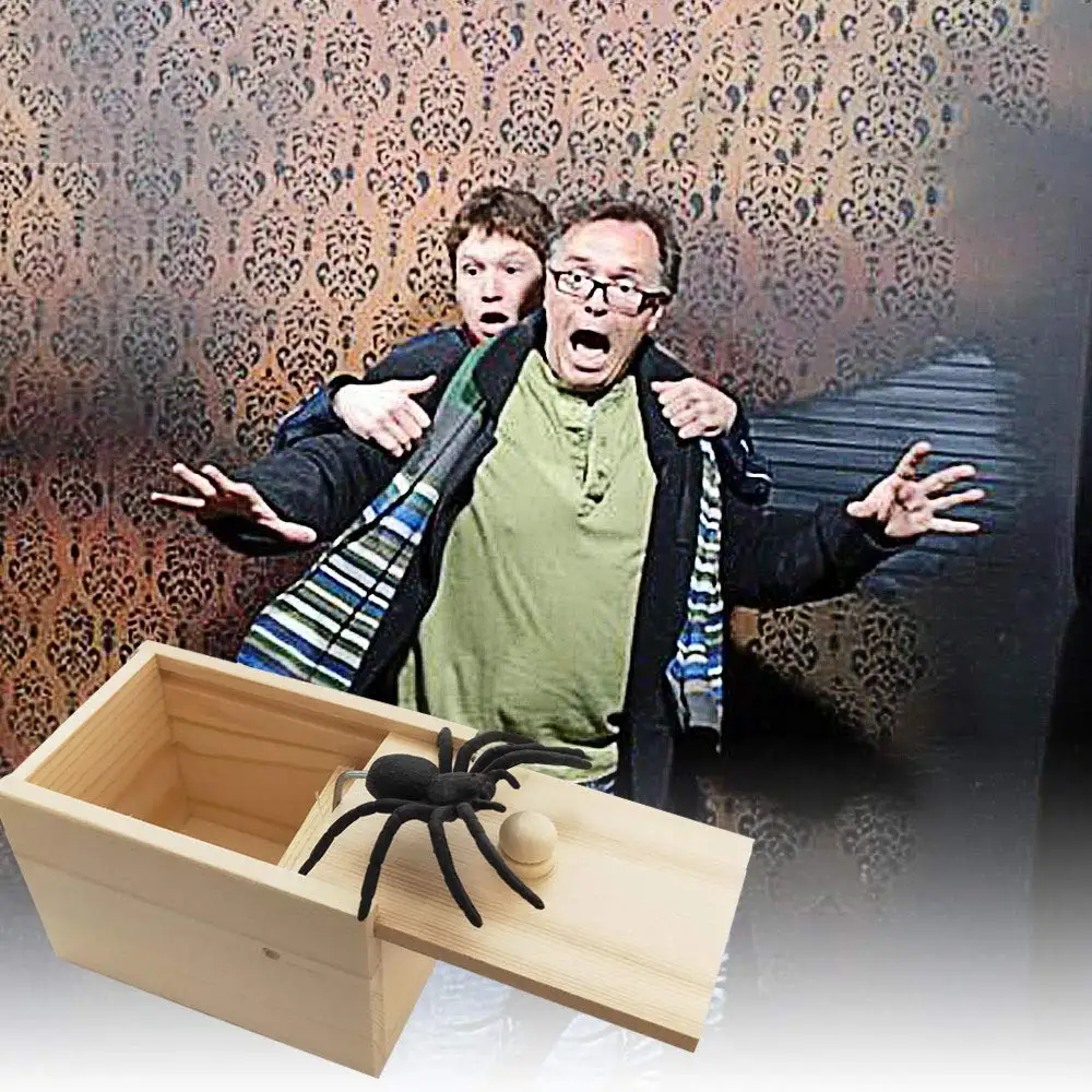 ฮาโลวีน Spider Scare Prank กล่องที่น่าแปลกใจไม้ Scare กล่องของขวัญของเล่น Spider กล่อง Prankoy Prank สําหรับเด็กผู้ใหญ่