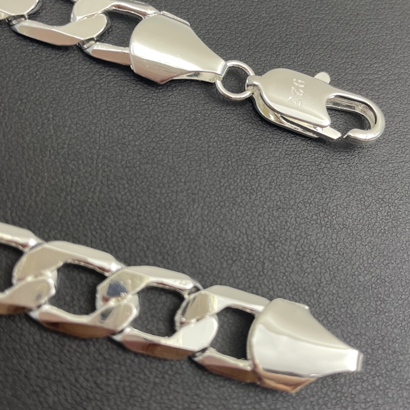 남자 실버 컬러 목걸이 2/4/6/8/10/12MM 40-75cm 페이스 체인 목걸이 랍스터 걸쇠 남자 여자 약혼 보석 선물