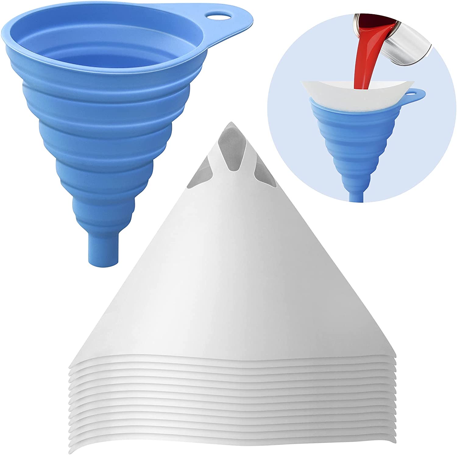 Plastic Papieren Filter Verfspuit Mesh Zuiverende Uitpers Trechter Wit Dikker Filter Conische Nylon Trechters Papier Gereedschap