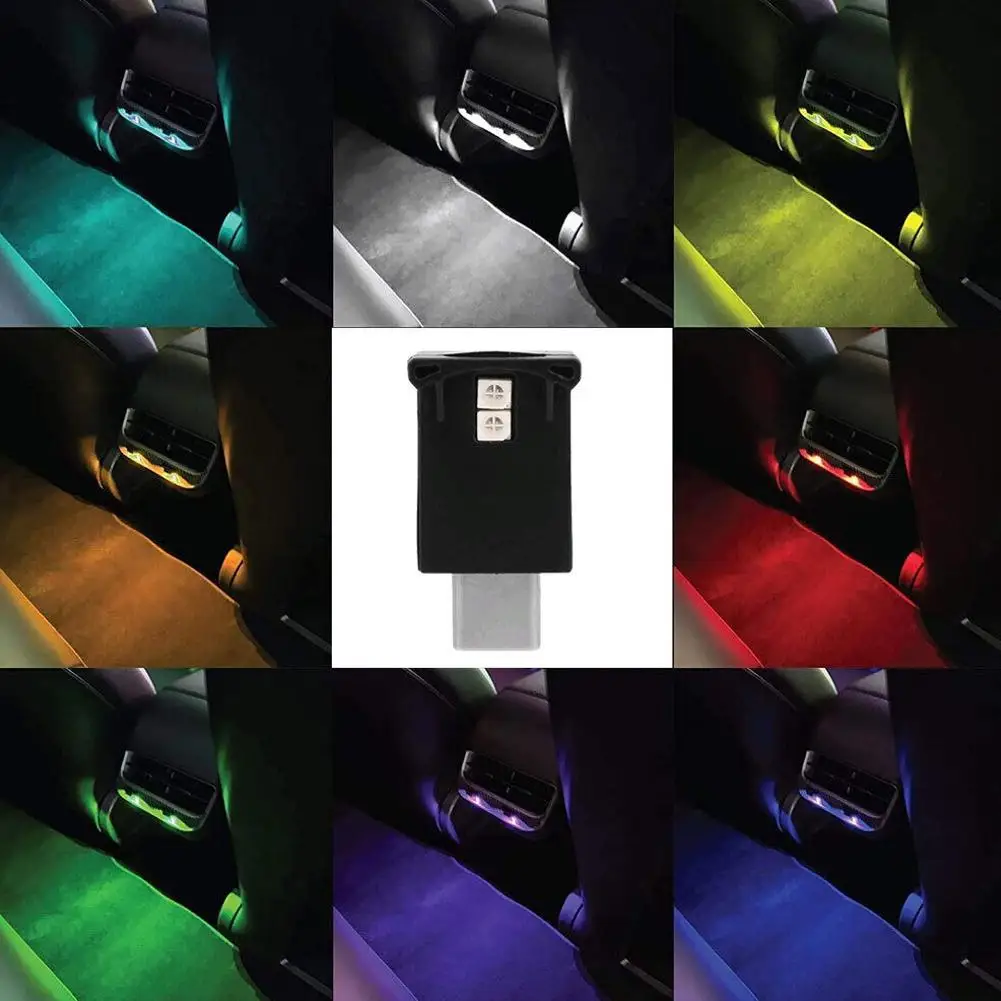 Lámpara de ambiente Interior ajustable tipo C para coche, luz LED ambiental, 8 colores, RGB, gradiente dinámico, brillo