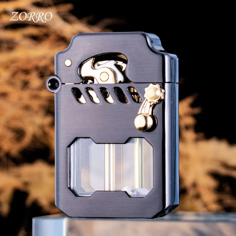 Zorro Mecha Transparent Compartment Semi-automatic Kerosene Lighter, Creative Gift for Boyfriend, High Quality