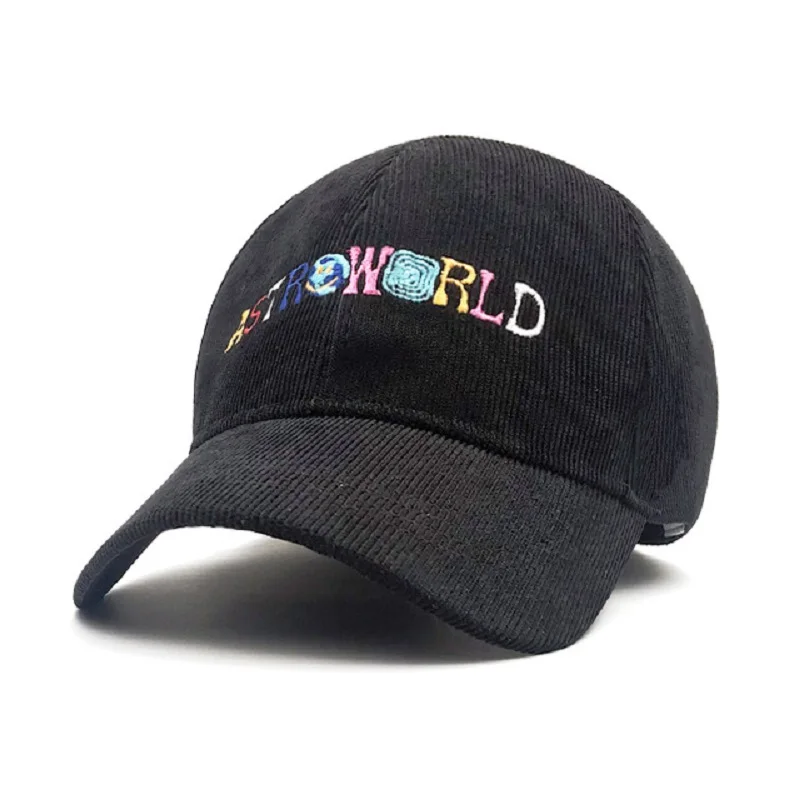 봄 가을 코듀로이 야구 모자 남성 여성 빈티지 ASTROWORLD 편지 수 놓은 모자 남여 조정 가능한 Snapback 힙합 모자
