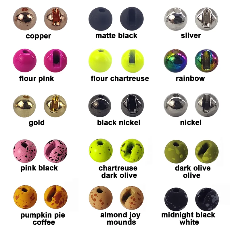 Eupheng 25 bolas de cuentas para atado de moscas para carpa de trucha ninfa 2,5mm/3,0mm/3,5mm/4,0mm materiales de pesca con mosca