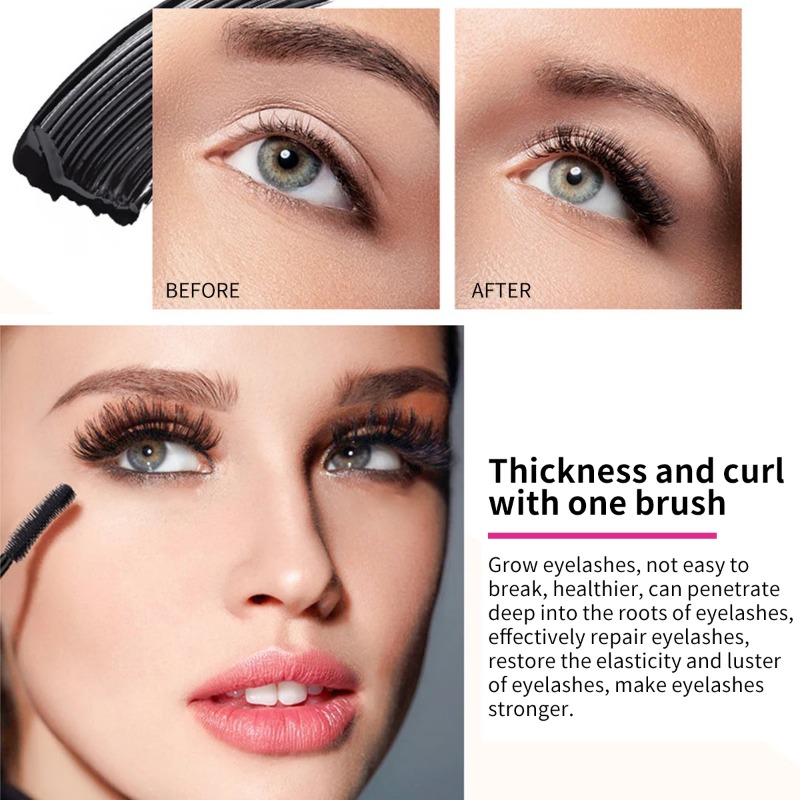 Mascara 4D allungante per ciglia: allungamento, ispessimento, impermeabile, resistente al sudore, ciglia setose, non sbava, facile da rimuovere
