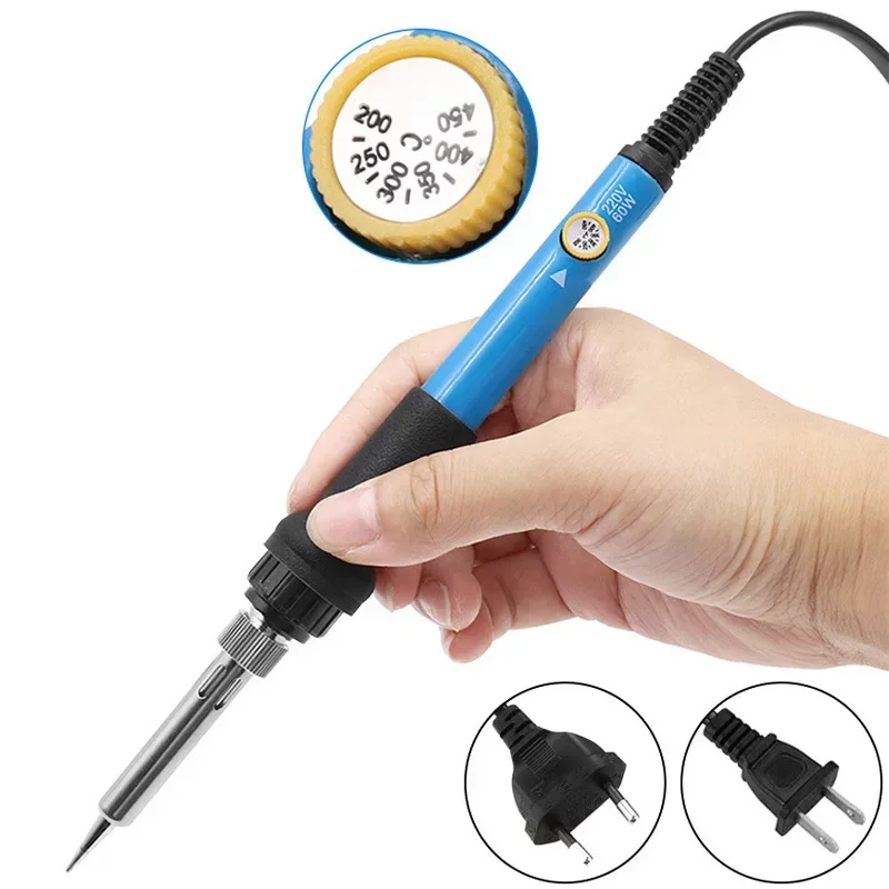 60W หัวแร้งปรับอุณหภูมิไฟฟ้าบัดกรีเหล็ก Rework Station MINI Handle ความร้อนดินสอเชื่อมซ่อมเครื่องมือ
