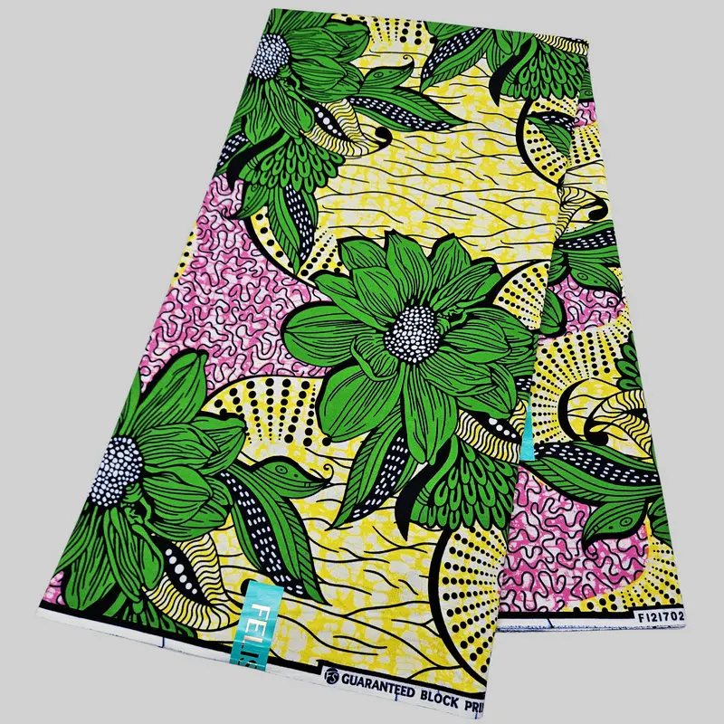 Popular verdadeiro tecido estampado em bloco de cera super holandês, design de flores coloridas, tecido batik 100% algodão