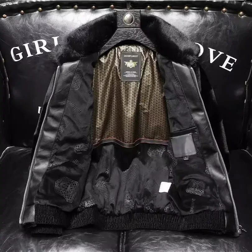 ฤดูหนาว Mens Faux FUR เสื้อหนังคุณภาพสูงสีทึบผ้าขนสัตว์หนาเสื้อแจ็คเก็ตกลางแจ้งเย็นเสื้อผู้ชายเสื้อผ้า