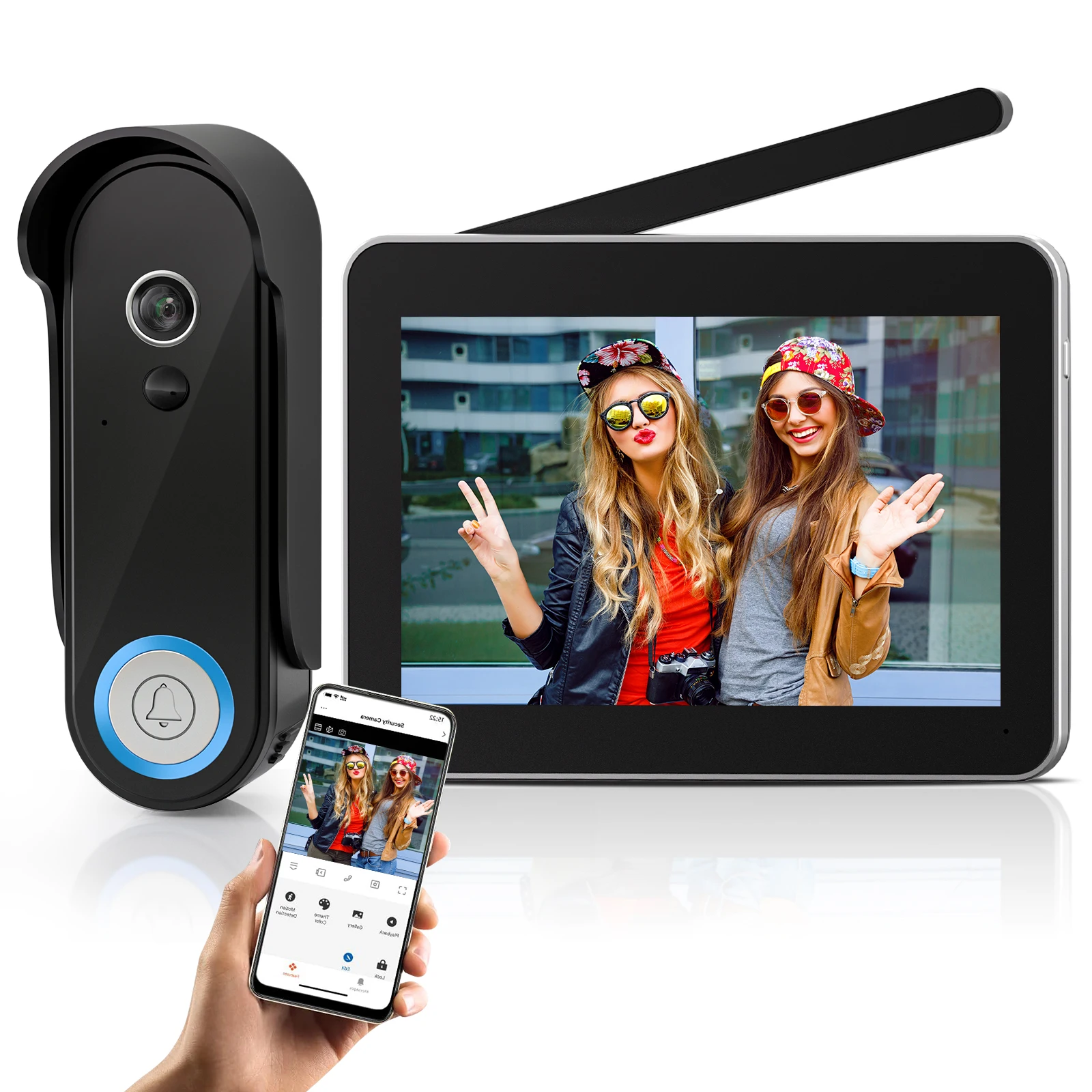 Tmezon Draadvrije Echte Draadloze Video Deurtelefoon 7 "Touchscreen Monitor Met 1080P Deurbel Ondersteuning Remote Unlock Monitor Tuya
